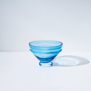 Small Aquamarine Blue Ripple Glass Dessert Bowl