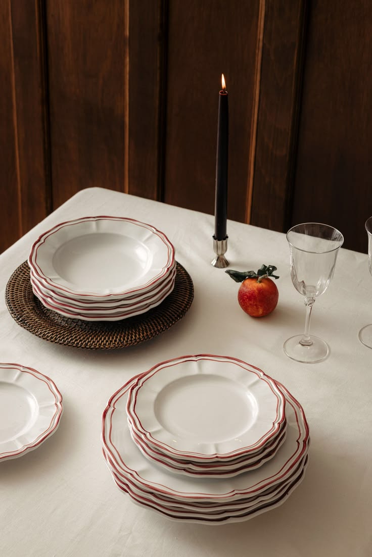 Styled dining table with coordinated dinnerware